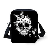 Biyejit Skull Butterfly Print Women Girls Small Messenger Bag Shoulder Shopping Bag Portable Handbag